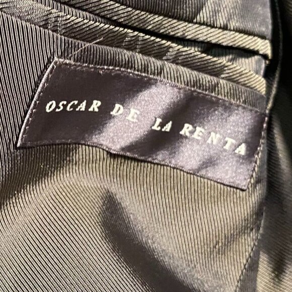 Oscar De La Renta Mens Blazer Jacket 38R Houndstooth Formal Gray Double Button - Picture 3 of 16